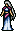 A battle sprite of Deirdre, a Shaman, from Genealogy of the Holy War