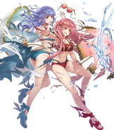 Artwork of Marianne and Hilda as the Dear's Two-Piece from Fire Emblem Heroes by Niji Hayashi.
