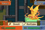 An enemy Priest casting Berserk on Cormag in The Sacred Stones.