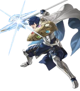Artwork of Brave Chrom from Fire Emblem Heroes by Yusuke Kozaki.