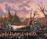 Griss attacking with Nova in Fire Emblem Heroes.