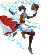 Artwork of Olwen: Blue Mage Knight (Resplendent Hero) from Fire Emblem Heroes