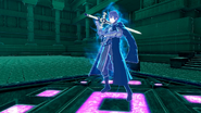 Byleth's battle model as an Emblem in Engage.