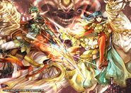 Artwork of Eirika and Ephraim in Fire Emblem 0 (Cipher) by Sachiko Wada.