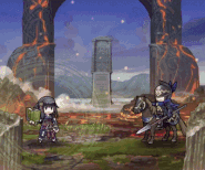Rhajat attacking with her signature weapon in Heroes, Obsessive Curse.