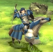 Chrom's battle model as a Great Knight in Awakening.