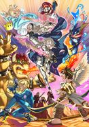 Promotional artwork centered around both Corrins for Super Smash Bros. for Nintendo 3DS / Wii U