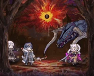 Female Robin as Grima attacking with her personal weapon in Heroes, Arcane Grima.