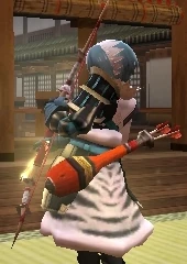 The quiver of the Spellbane Yumi attached to Setsuna's back.
