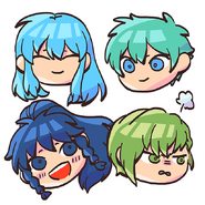 Tana, Eirika, Ephraim, and Innes from the Fire Emblem Heroes guide.