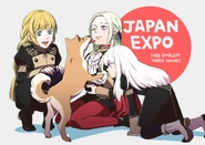 Artwork of Edelgard, Lysithea, and Ingrid for the 2019 Japan Expo.