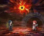 Monica attacking with Wind Genesis in Fire Emblem Heroes.