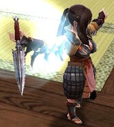 Kagero wielding the Barb Shuriken.