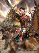 Artwork of Zelgius in Fire Emblem 0 (Cipher) by Kazuhiro Taneda.