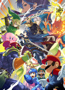 Promotional image for Super Smash Bros. for Nintendo 3DS and Wii U featuring Robin (Avatar), Lucina and Chrom.