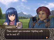 Caeda wanting Roger to join her army (Shadow Dragon).