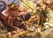 Artwork of Quan and Travant in Fire Emblem 0 (Cipher) by Tomohide Takaya.
