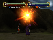 Soren casting Fire on an enemy Halberdier in Path of Radiance.