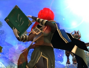 Celica wielding the tome of Celica's Gale.