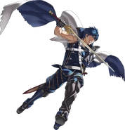 Artwork of Chrom in the title screen from the Fire Emblem Heroes.