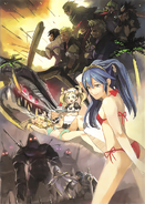 Official artwork derived from a promotional banner of the "Other-world Resort" DLC episodes, where Lucina is featured clad in a bikini.