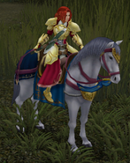 Battle model of Titania, a female Axe Paladin from Radiant Dawn.