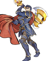 Hector's attack portrait in Fire Emblem Heroes.
