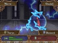 Merric casting Thoron on a Khadein Mage in Shadow Dragon.