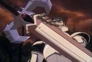 Screenshot of the Falchion from the anime, where it is wielded by Cornelius.