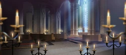Garreg Mach's Cathedral as it appears in Fire Emblem Heroes.