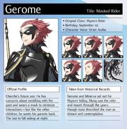 Gerome's character profile from The Art of Fire Emblem Awakening artbook.