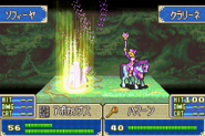 Clarine summoning the powers of Hammerne in order to repair Sophia's tome of Apocalypse in The Binding Blade.