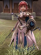 Sakura's battle model as a Priestess in Fates.