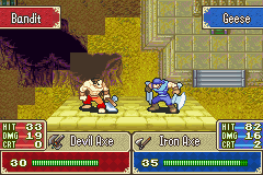 Animation of the Devil Axe backfiring on an enemy Brigand in The Binding Blade.