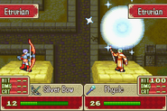 An enemy Priest casting Physic on an enemy Sniper in Binding Blade.