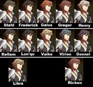 Possible hair colors that Inigo can assume, depending on the identity of his father