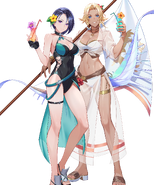 Artwork of Summer Shamir and Catherine from Fire Emblem Heroes by kainown.