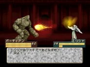 Alicia casting Fire on an enemy Golem in TearRing Saga: Utna Heroes Saga.