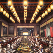 Nohr and Hoshido Armies gathering in a banquet