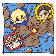 Edelgard, Dimitri, and Claude from the Fire Emblem Heroes guide.