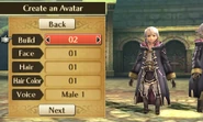 Male Robin in Fire Emblem Awakening with build 2 and the default face, hair, and hair color.