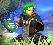 Lewyn portando el grimorio Forseti en Awakening.