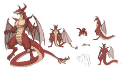 Concept artwork of a Red Dragon from Fire Emblem: Path of Radiance Memorial Book Tellius Recollection: The First Volume.