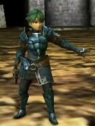 Alm's battle model as a Fighter in Echoes: Shadows of Valentia.