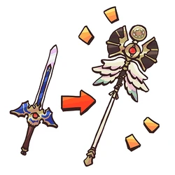 The Staff of Twelve and the Mystletainn from the Fire Emblem Heroes guide.