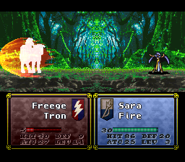 Sara casting Fire on an enemy in Thracia 776.