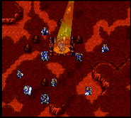 Map animation of Arvis casting Valflame on Seliph in Genealogy of the Holy War.