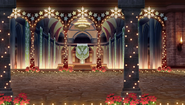 Ylisstol castle decorated for the Winter Festival in Fire Emblem Heroes.