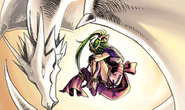 CG artwork of Tiki lying in a fetal position as she is encircled by Naga's body in New Mystery of the Emblem.