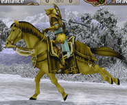 Yuma's battle model as a Blade Paladin in Radiant Dawn.